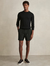 Textured Drawstring Shorts Dark Green | Mens