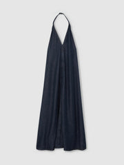 Denim Halterneck Maxi Dress Indigo | Womens
