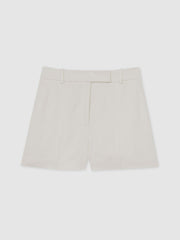 Linen-Blend Tailored Shorts White | Womens