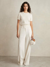 Linen-Blend Wide-Leg Trousers White | Womens