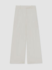 Linen-Blend Wide-Leg Trousers White | Womens