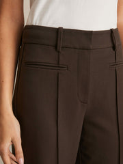 Petite High Rise Flared Trousers Chocolate Brown | Womens