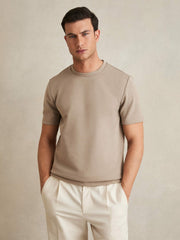 Interlock Jersey Crew Neck T-Shirt Taupe Brown | Mens