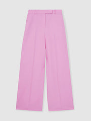 Wide-Leg Trousers With Linen Pink | Womens