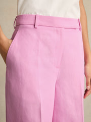 Wide-Leg Trousers With Linen Pink | Womens