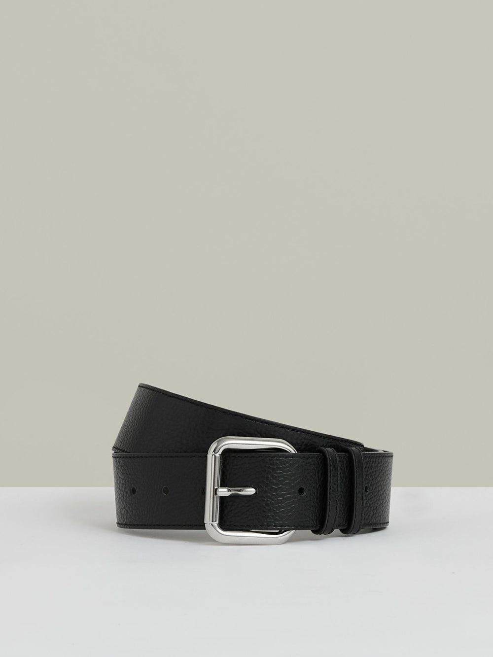 Leather Square Roller Buckle Belt Black | Womens