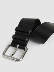 Leather Square Roller Buckle Belt Black | Womens