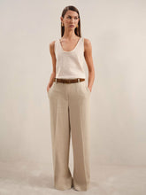 Petite Linen-Blend Wide-Leg Trousers Neutral | Womens