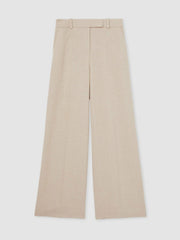 Linen-Blend Wide-Leg Trousers Neutral | Womens