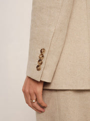 Linen-Blend Double-Breasted Suit Jacket Neutral | Womens