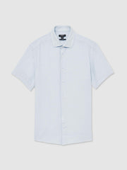 Slim Fit Linen Button-Through Shirt Pale Blue | Mens