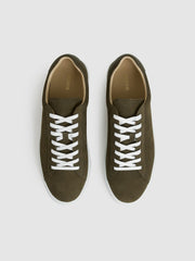 Nubuck-Leather Low-Top Trainers Olive Green | Mens