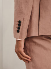Single-Breasted Linen Suit Blazer Slim Fit Rose Pink | Mens