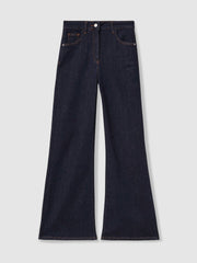 Petite Mid-Rise Flared Jeans Dark Blue | Womens