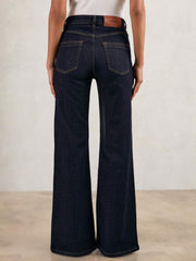 Petite Mid-Rise Flared Jeans Dark Blue | Womens