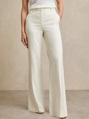Petite Wide Leg Tailored Trousers Cream | Womens
