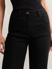 Petite Mid-Rise Flared Jeans Black | Womens