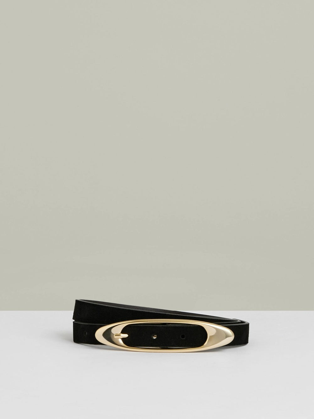 Leather Oval-Buckle Belt Black | Womens