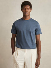 Mercerised-Cotton Ribbed T-Shirt Airforce Blue | Mens