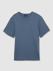 Mercerised-Cotton Ribbed T-Shirt Airforce Blue | Mens