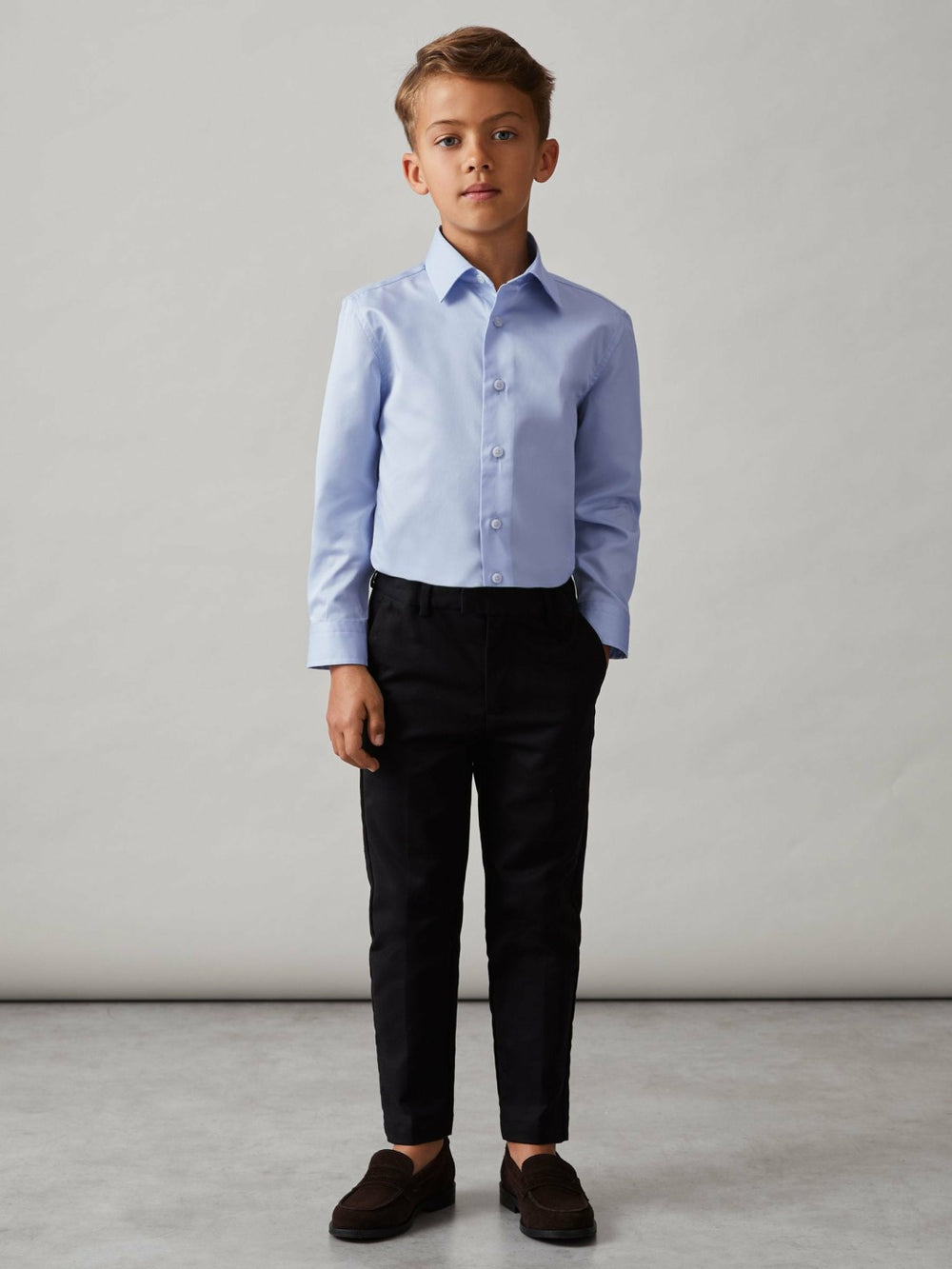 9-13 yrs Slim-Fit Cotton Shirt Soft Blue | Children