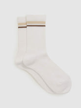 Cotton-Blend Striped Crew Socks White | Womens