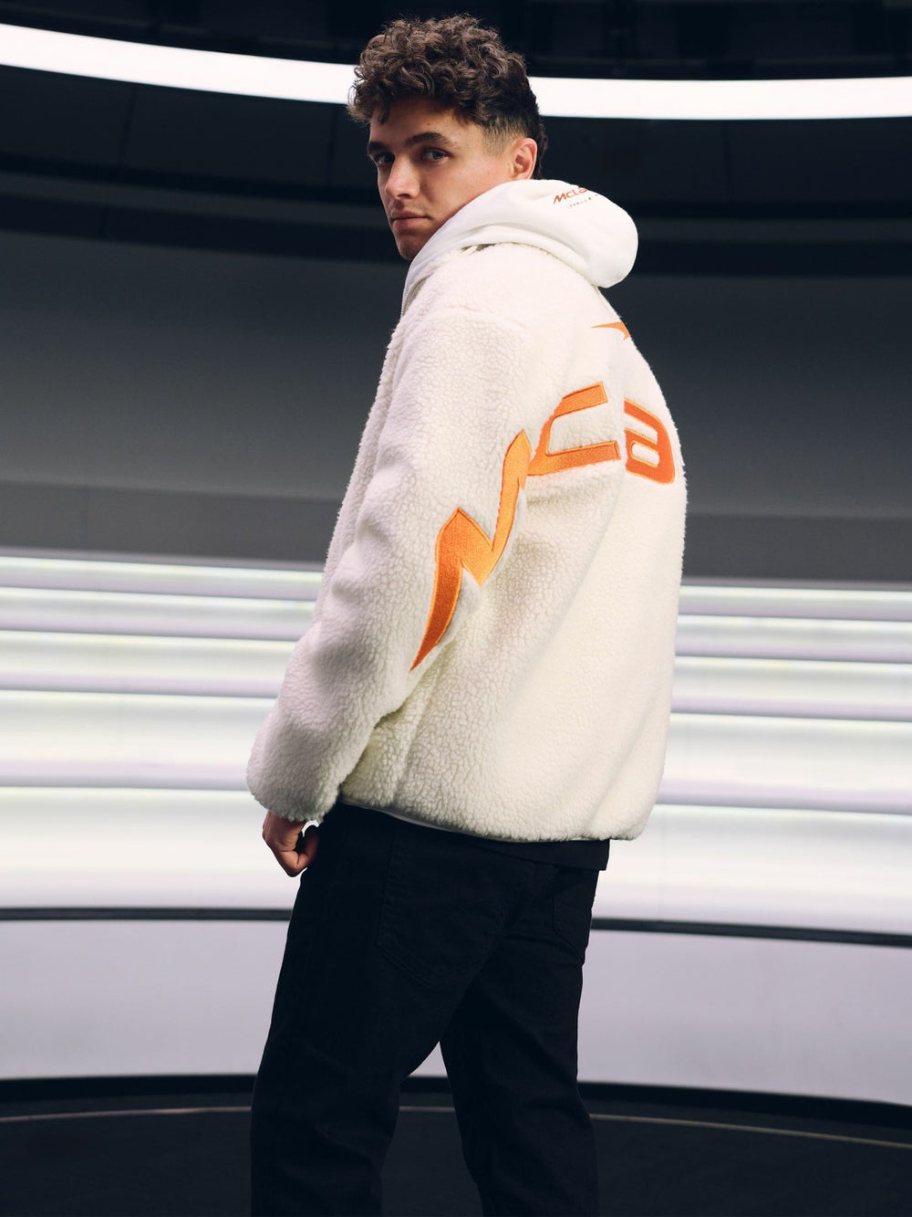 McLaren F1 Team Embroidered Fleece Jacket Unisex Fit Off White | Mens