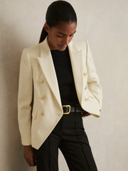 Tailored Fit Textured Double Breasted Blazer White | Womens
