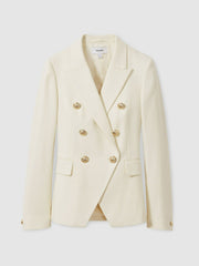 Tailored Fit Textured Double Breasted Blazer White | Womens