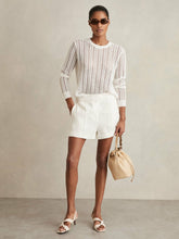 Linen Whipstitch Shorts White | Womens