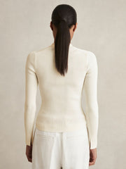 Craft-Stitch Rib-Knit Top Ivory | Womens