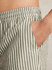 Seersucker Stripe Swim Shorts Sage/White | Mens