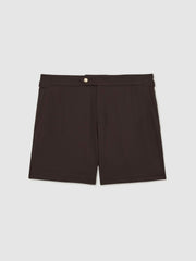 Side-Adjuster Swim Shorts Chocolate Brown | Mens