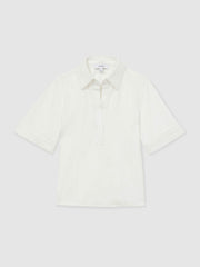Open-Collar Polo Shirt Cream | Womens