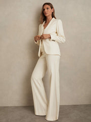 Single-Breasted Peak-Lapel Tailored Blazer Cream | Womens