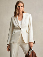 Petite Single-Breasted Peak-Lapel Tailored Blazer Cream | Womens