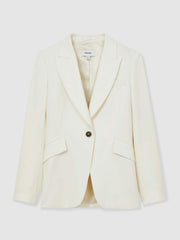 Petite Single-Breasted Peak-Lapel Tailored Blazer Cream | Womens