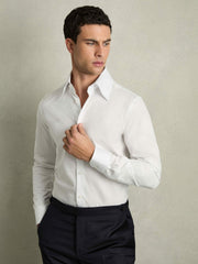 Regular-Fit Cotton Pin-Collar Shirt White | Mens