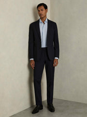 Cotton-Blend Cutaway-Collar Striped Shirt Blue Stripe | Mens