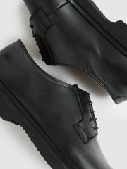 Leather Lace-Up Derby Shoes Black | Mens