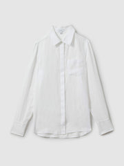Linen Button-Through Shirt White | Womens