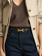 Leather Square Hinge Belt Chocolate | Womens