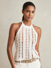 Cotton Crochet Halterneck Vest Top White | Womens
