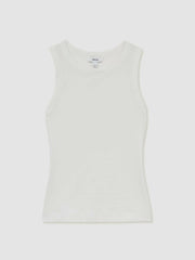 Stretch-Cotton Racerback Vest White | Womens