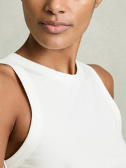 Stretch-Cotton Racerback Vest White | Womens