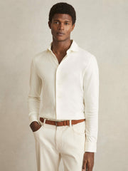 Cotton-Jersey Button-Through Shirt Ecru | Mens