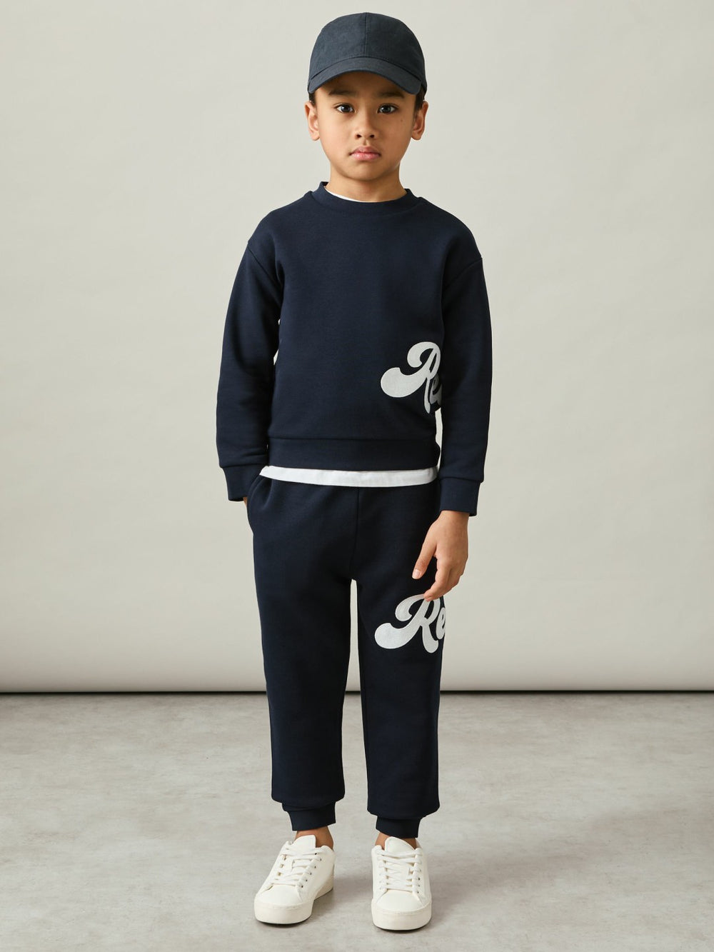 3-9 yrs Cotton-Blend Logo Script Joggers Navy | Children