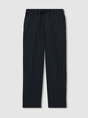 Linen-Blend Drawstring Trousers Navy Stripe | Children
