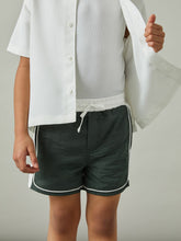 9-13 yrs Colour-Block Piped Swim Shorts Green/White | Children