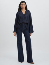 Paige High Rise Wide Leg Jeans Edinburgh Dark Blue | Womens